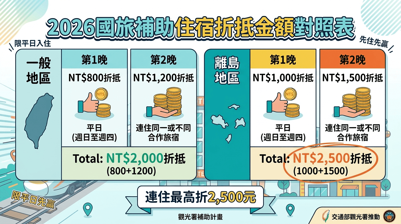 2026國旅補助申請懶人包|平日住宿最高折2,500元!壽星加碼抽1,200、5大方案與申請流程一次看 4 國旅補助地點